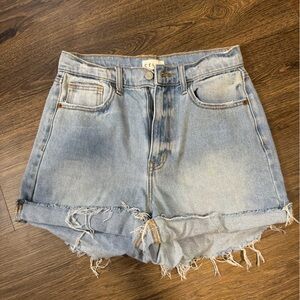 Cello Light Wash Denim Cutoff Shorts